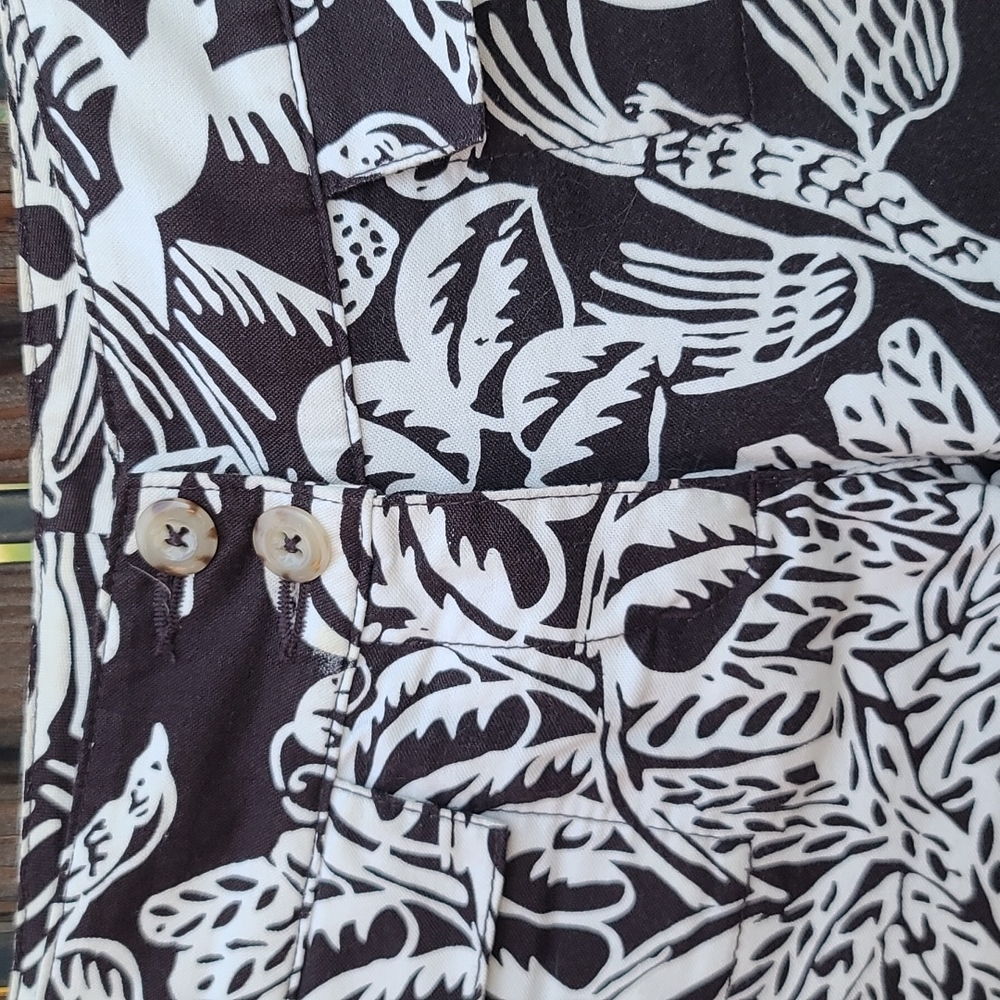 NORDSTORM CABI Serengeti Cropped Pants 2 DARK Brown Cream Jungle Print Ankle - Picture 6 of 16